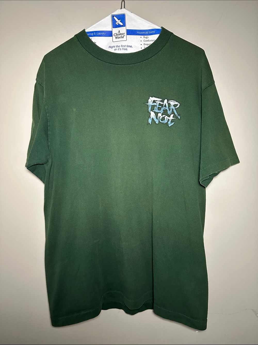 Tee Jays Fear Not Jesus religious Graphic Forest Green Men’s T-Shirt